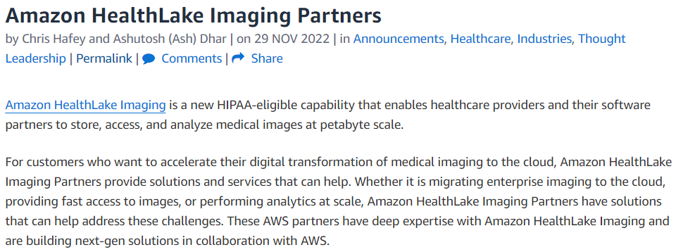 Amazon HealthLake Imaging