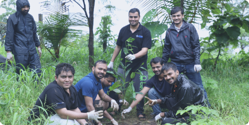 people planting plants