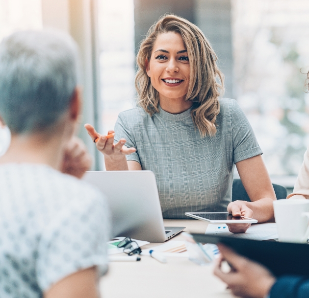 woman speaking in meeting